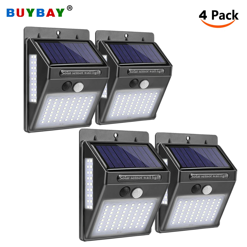 

4 Pack LED Solar Wall Lights Outdoor Led Solar Lamp with PIR Motion Sensor Light IP65 Waterproof Garden Lights for Front Door