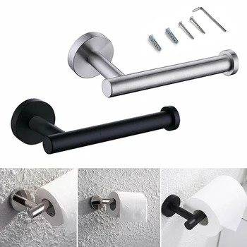 

Wall Mounted Silver/Black Paper Holders Stand Stainless Steel Toilet Paper Holder Tissue Roll Holder Rack Hanger