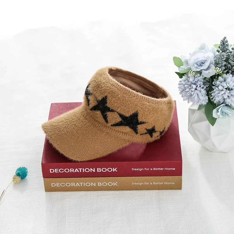 Camel Осенние новые женские козырьки Топ Air Fashion Stars Печатные Шерстяные кепки шляпы один размер - Цвет: Camel