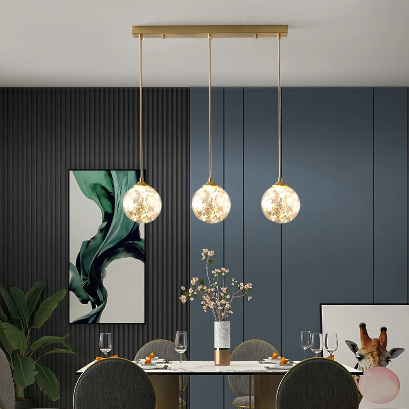 Nordic Led Glass Ball Pendant Lamp Luxury Gypsophila Golden Ceiling Hanging Light Home Decoration for Dining Room Kitchen Island | Лампы и