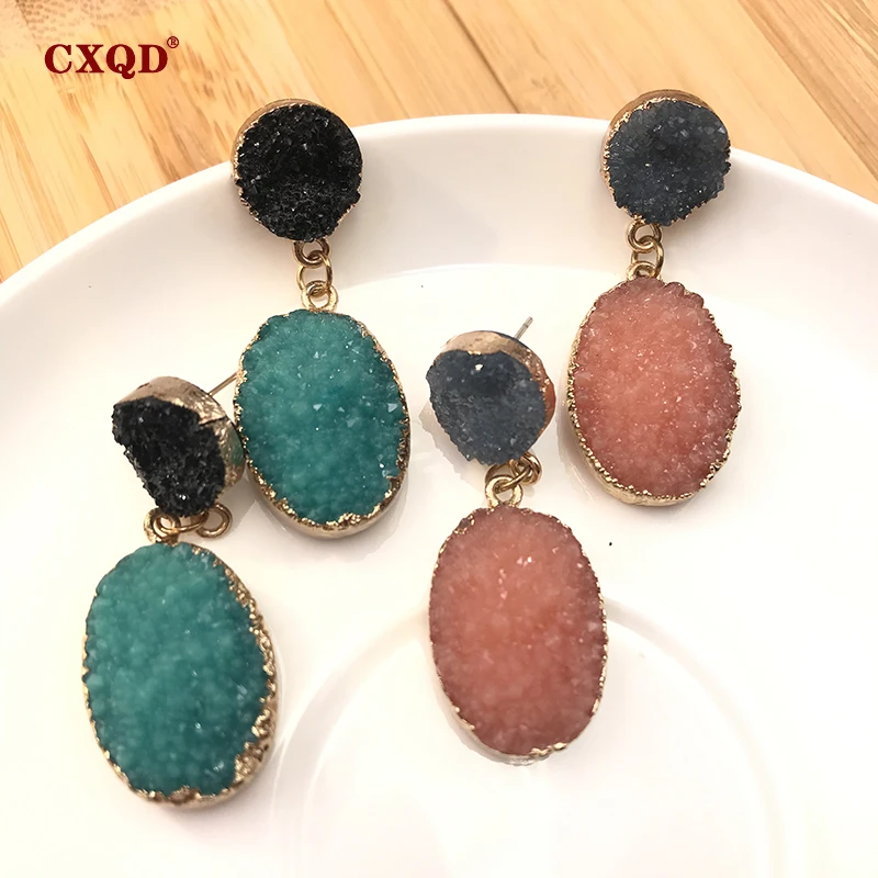Висячие серьги CXQD женские круглые ювелирные украшения золотого цвета в стиле