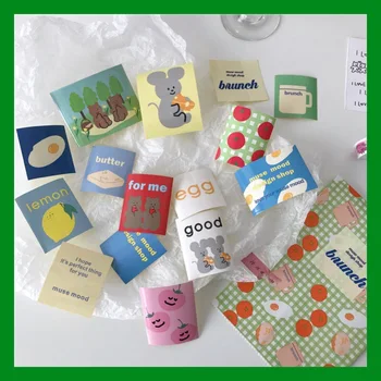 

15Pcs/Lot Cartoon Cute Korea Style Ins Egg Tomato Grid Sticker DIY Scrapbooking Album Diary Planner Decoration Stickers