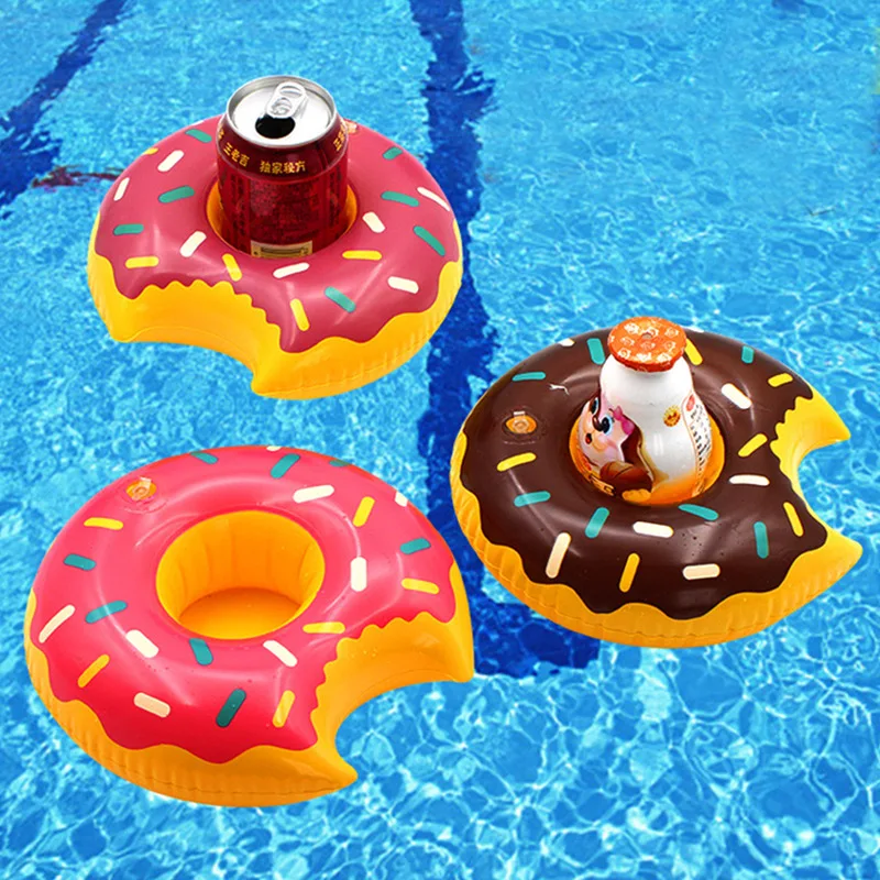 

Inflatable floating tray lote drink float donuts cup holder swimming pool party toys beer bottle beverage coaster