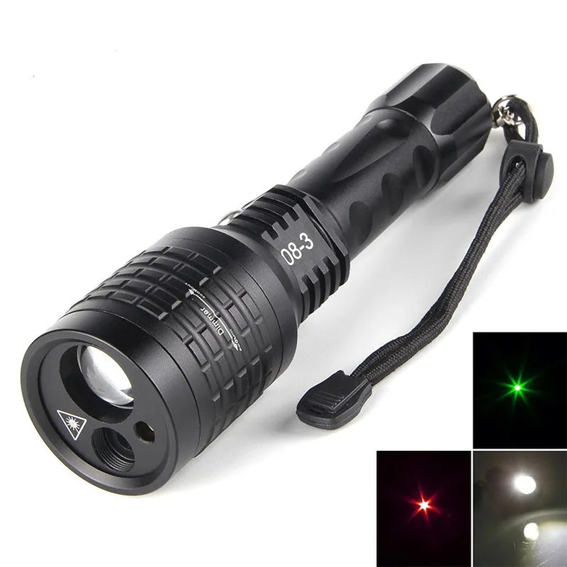 

LED Power Torch Charging Long Shots Zoom Outdoor Household with Glistening Green Laser Light Infrared Laser Flashlight