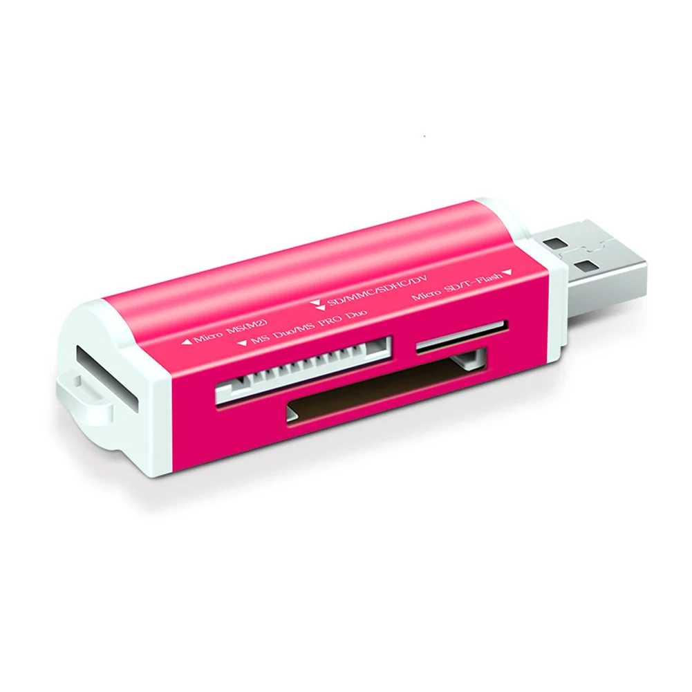 red Все в 1 USB 2,0 Легкий/TF кабель переходной Многофункциональный высоко быстро действенный алюминиевый сплав портативный считыватель карт - Цвет: red