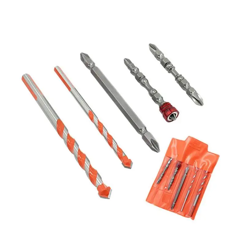 

5pcs Woodworking Twist Drill Bit Hole Saw Drill Chrome Vanadium Steel Tile Glass Drilling Tool Multi-function Punch Accessories