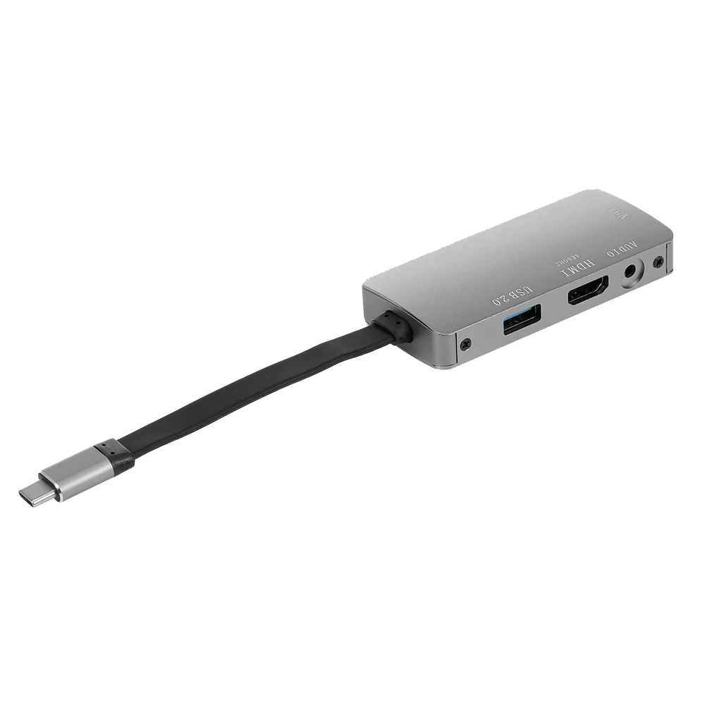 Конвертер USB 3,1 3,0 type-C для HD VGA USB 2,0 с аудиоразъемом для ПК, ноутбука, телевизора, проектора, серый VGA+ аудио+ HD видео конвертер