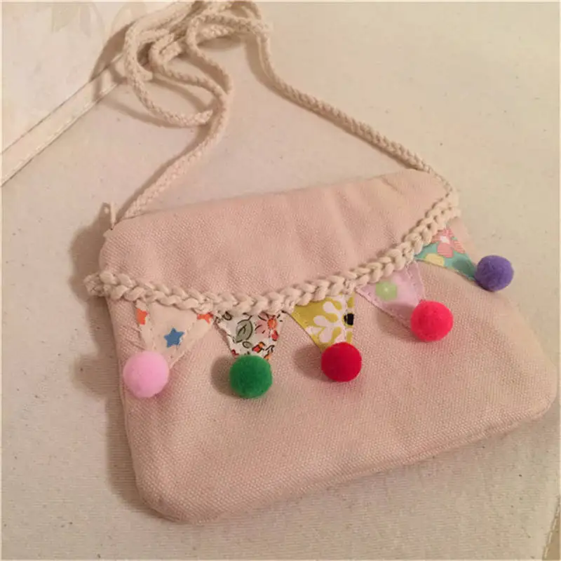 Beige LKEEP для девочек маленький кошелек для монет кошелек для детей сумка для монет детский держатель денег бумажник прекрасный детский подарок сумки с помпонами - Цвет: Beige
