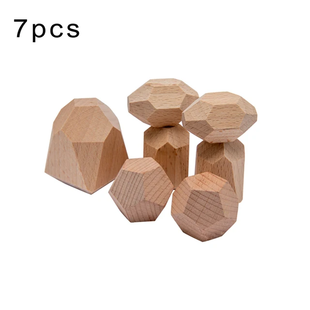 Wood Rainbow Stones Block Colorful Wooden Building Block Rainbow Stacker Balancing Stone Montessori Educational Toy Children 7pcs