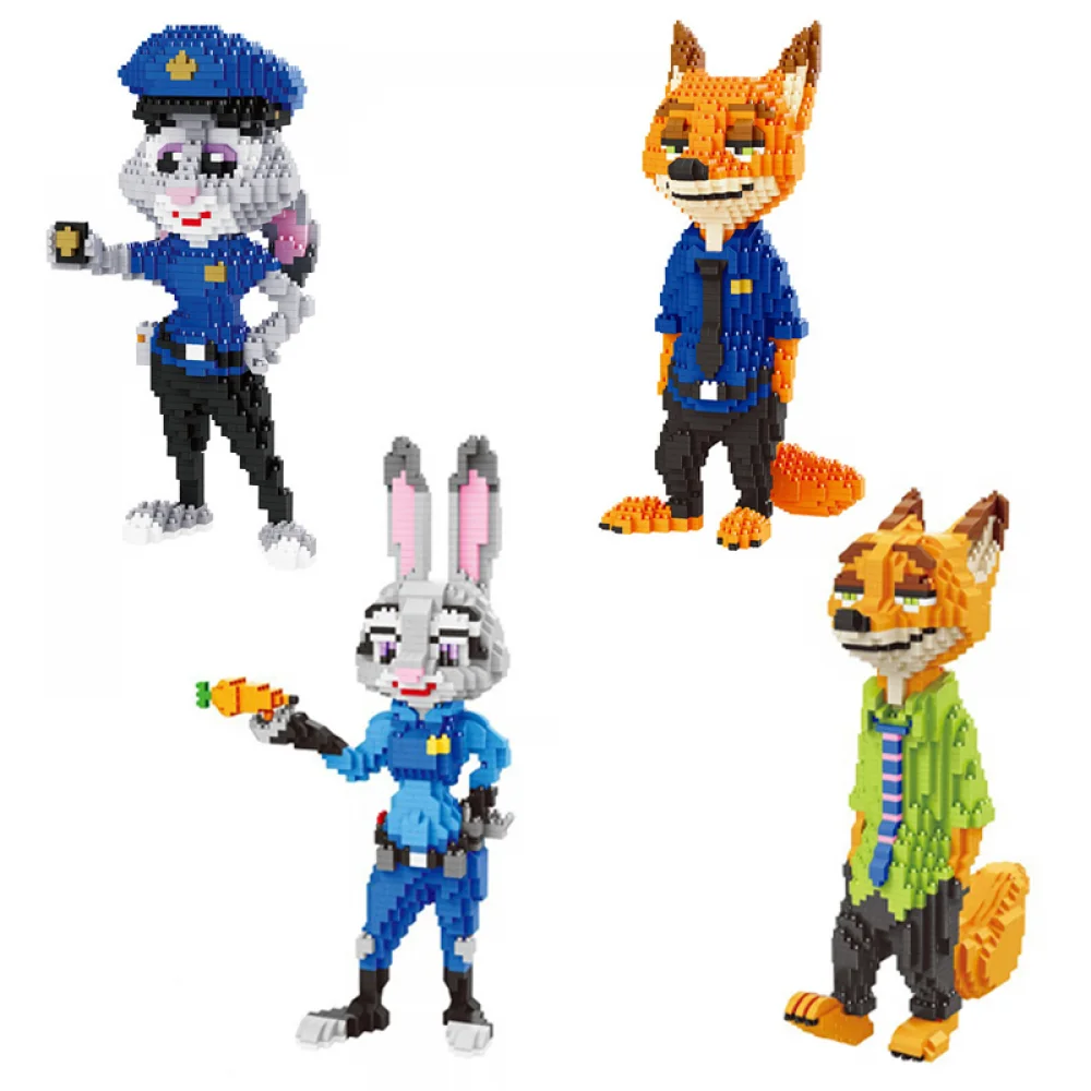 Disney 1250 шт. + мультфильма &quotзверополис&quot Micro кирпич мультфильм офицер кролик