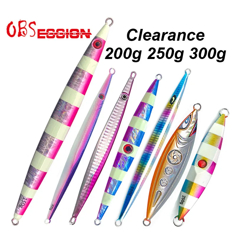OBSESSION Cheap 200g 250g 300g Hard Metal Lead Jig Saltwater Sea Fishing Tackle Artificial Luminous Fast/Slow Sinking Fall Jigs | Спорт и
