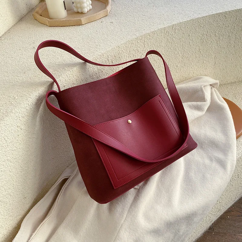 

Western Style Retro Shoulder Big Bag WOMEN'S Bag New Style 2019 Fashion Korean-style Versatile Large-Volume Simple Fashion Bucke