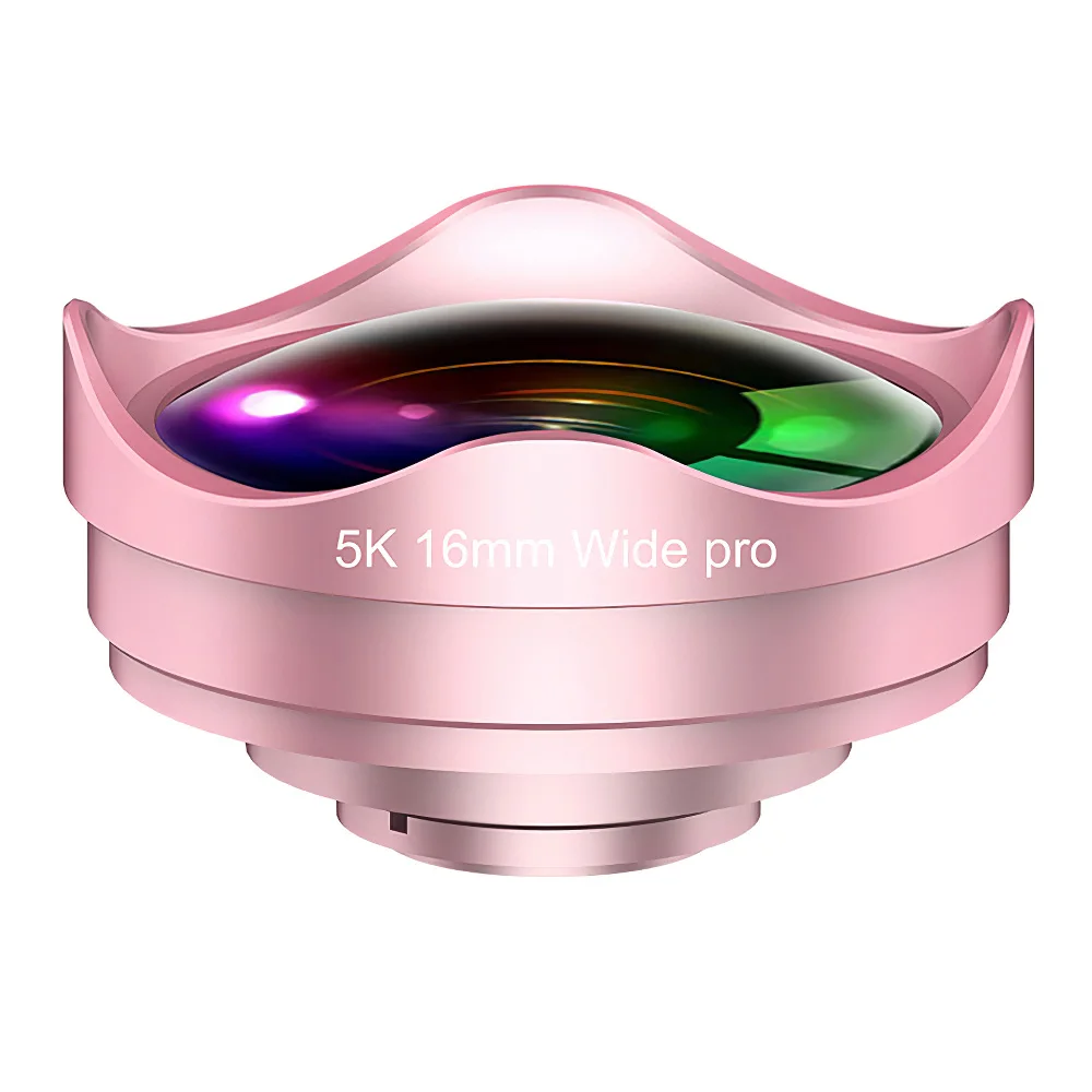 Rose Gold Универсальный зажим для мобильного телефона объектив камеры широкоугольный Макро смешной 16 мм 4 к портативный для iPhone 6S XR samsung Аксессуары для смартфонов - Цвет: Rose Gold
