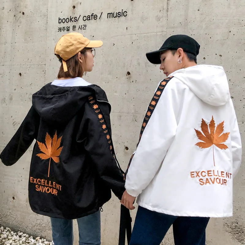 Spring And Autumn New Style Korean-style Students Embroidered Hooded Coat Couple Clothes Loose-Fit Versatile Baseball Unifo