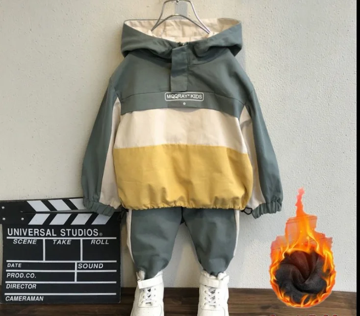 2 3 4 5 6 7 Y Toddler Boys Clothing Sets Autumn Winter Thickening Hooded Jacket Pants Kids Tracksuit Casual Boys Sport Suit New