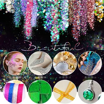 

12 Colors Mixed Holographic Makeup Chunky Glitter Face Body Eye Hair Nail Epoxy Resin Festival Chunky Hexagons Sequins