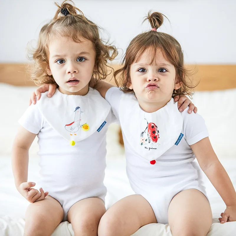 WARMOM 0~3 Years Baby Saliva Towel Cotton Baby Bib Newborn  Cartoo Triangle Saliva Towel Boys Girls Feeding Tool Baby Stuff