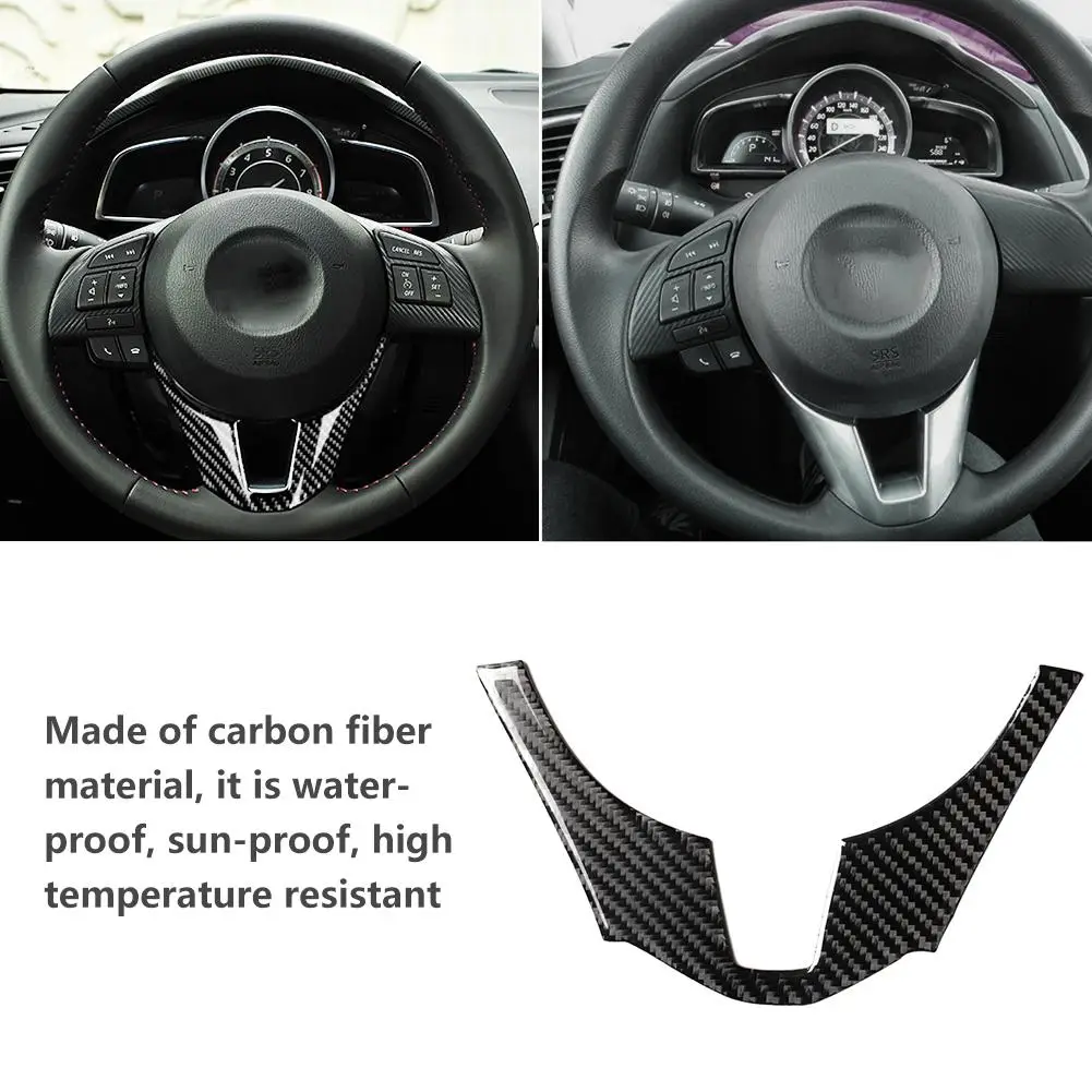 For Mazda 3 Axela 2013- Carbon Fiber Internal Shifting Panel Frame Interior Steering Wheel Carbon Inner Gear Shift Panel