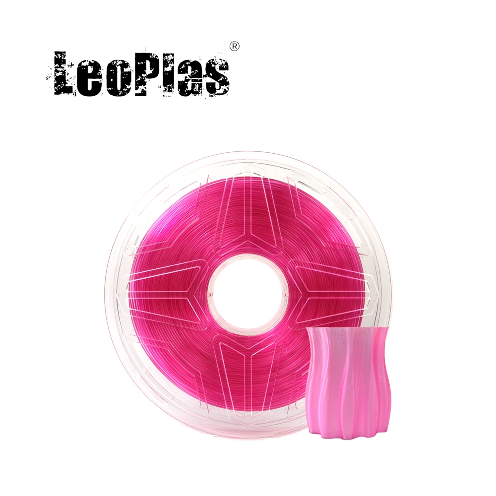 LeoPlas 1kg 1,75mm transparente translúcida rosa claro PETG filamento para 3D impresora consumibles de impresión de plástico de suministro de Material