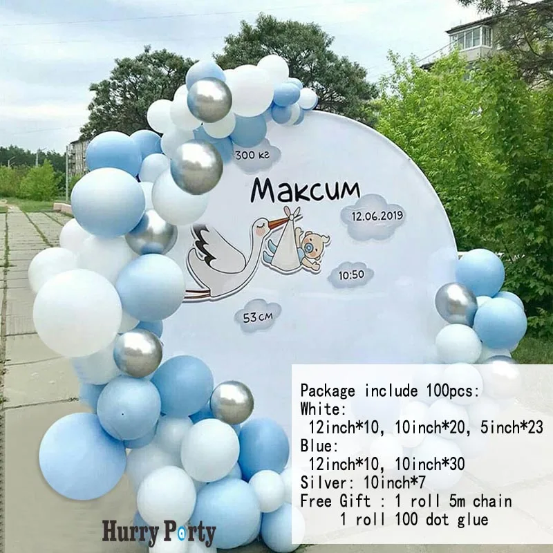 100 шт. синий белый Макарон шар гирлянда арочный комплект металлические