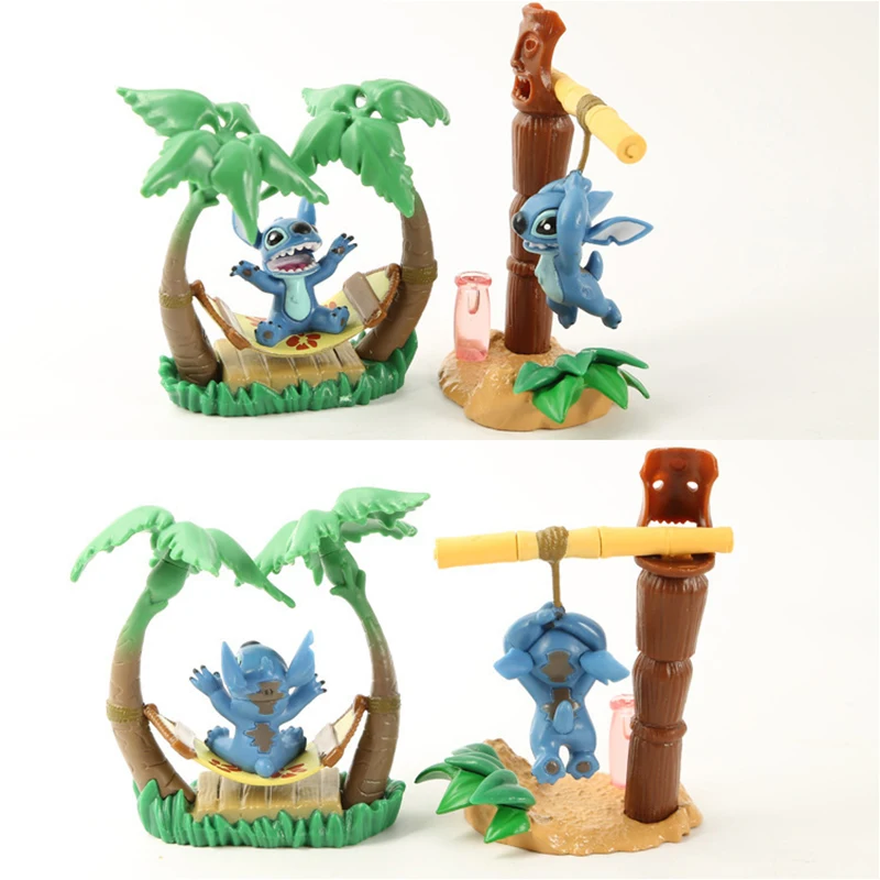 Disney Lilo & Stitch Мультяшные куклы Стич Гавайские статуэтки для праздников декорации