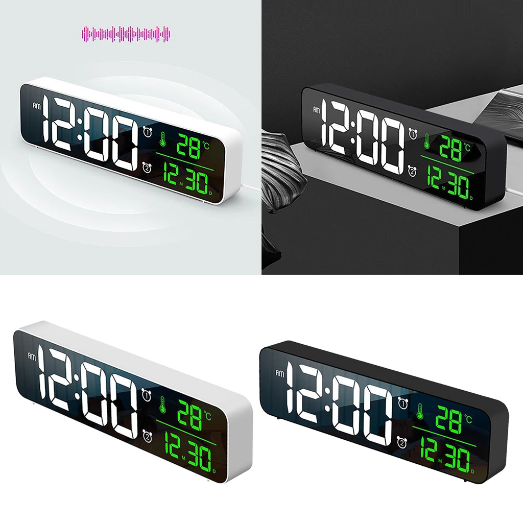 Large Screen Alarm Clock Wall Clock 40 Music 2 Alarms Adjustable Volume Desk Decors Gift for Friends