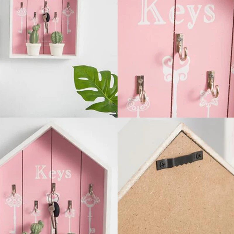 Wall-mount Handmade Wooden Key Hook Home Wall Decoration Multi-purpose Wall Hanging Hook for Keys Ring Storage Holder Key Hanger