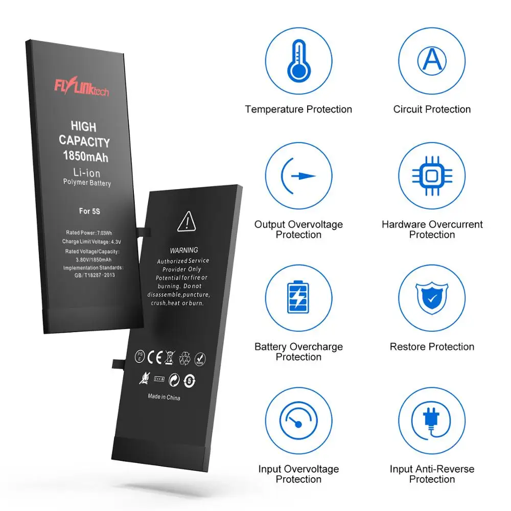 Flylinktech большой емкости внутренний аккумулятор для iphone 5S se батареи мобильного