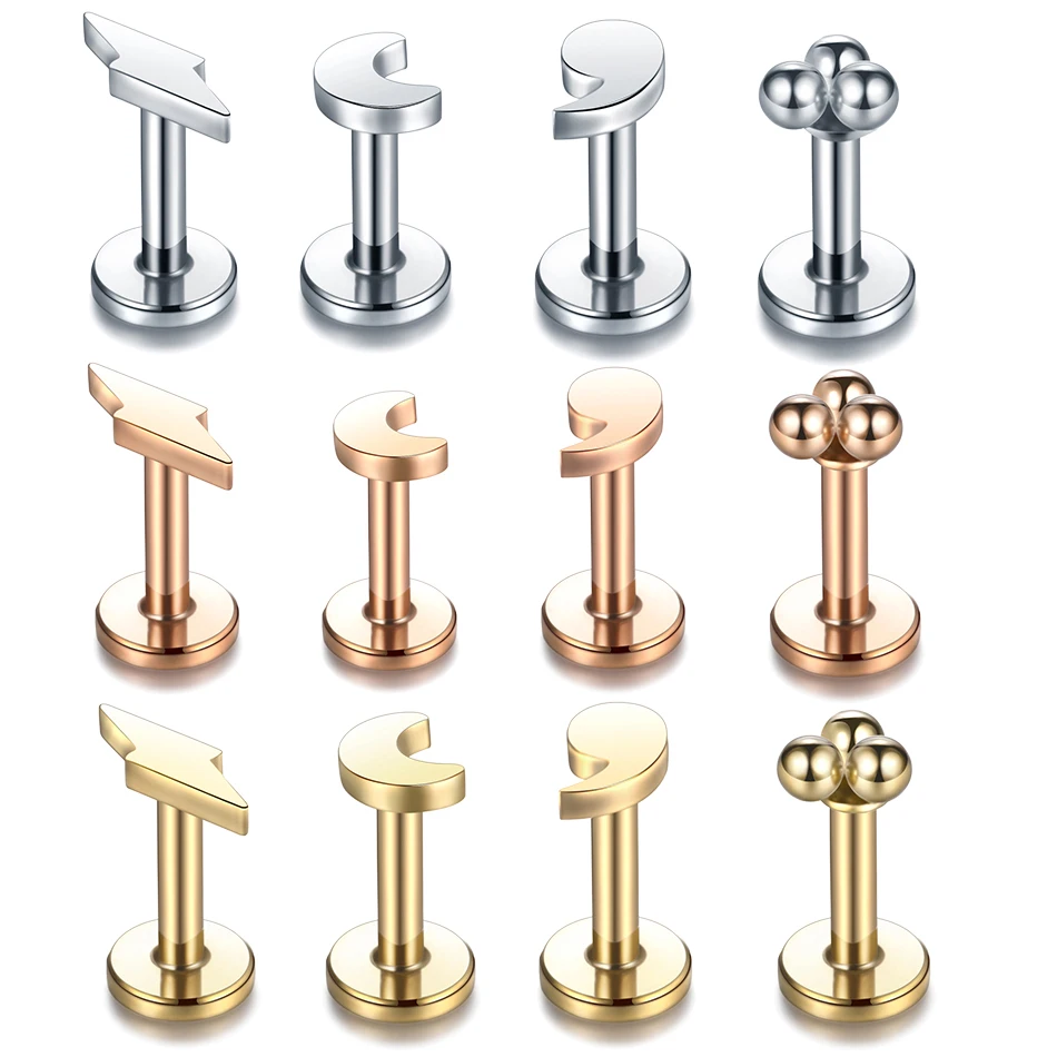 

1PC Surgical Steel Moon Lightning Ear Helix Piercing Oreja Tragus Piercing Labret Lip Rings Earrings Studs Nose Piercing Jewelry