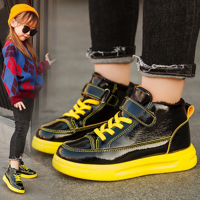 

New Kids Girls Winter Leather Boot Martin Boots Fashion Elegant Casual Child Princess Plush Sneaker For Boys Kid Warm Shoe 26-37