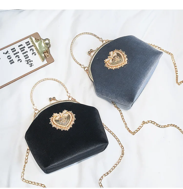 Black Satin Clutch | Couture Evening Bag & Bridal Purse Grande / Gold