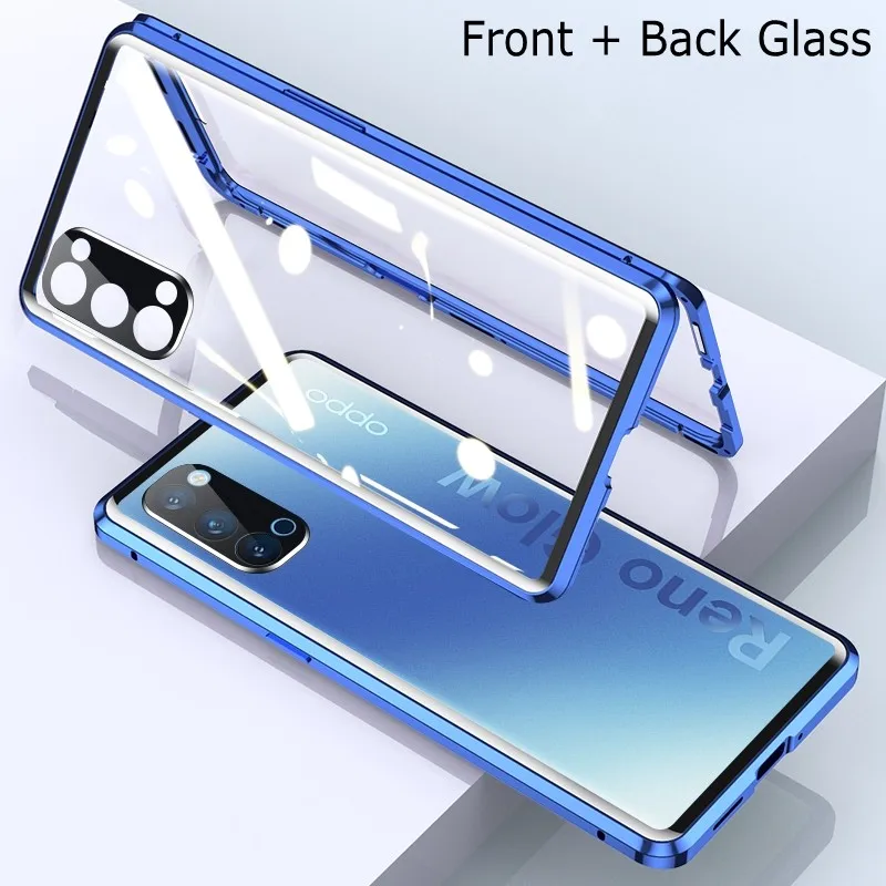 Чехол из магнитного стекла для OPPO Reno 3 4 Pro A9 A5 2020 металлический объектив камеры