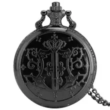 Japanese Kuroshitsuji Black Butler Sebastian Theme Pocket Watch With Necklace Chain Free Drop Shipping