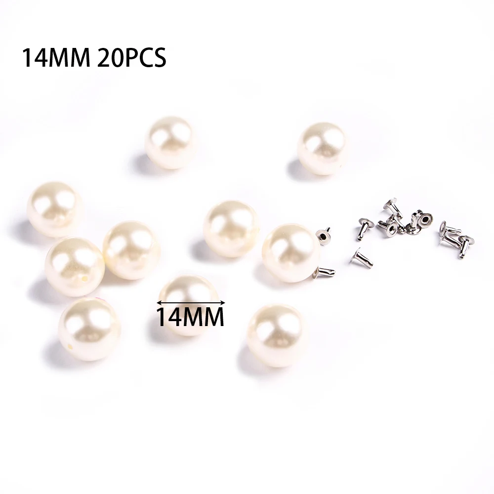 14 mm DIY аксессуары для одежды 6-16 мм железо имитация жемчуга Новые Горячие заклепки модные жемчужные заклепки Кнопка Ткань Брюки сумка обувь украшения - Цвет: 14 mm