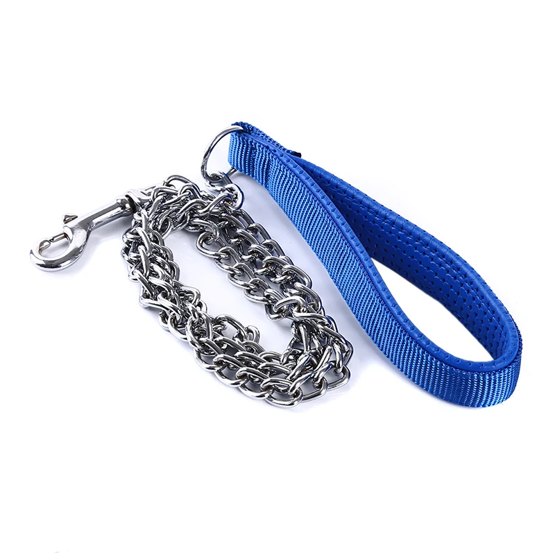 blue 4.0mm Высококачественные металлические ошейники для собак, кожаный персонализированный ошейник для собак, поводок для маленьких, средних и больших собак - Цвет: blue 4.0mm