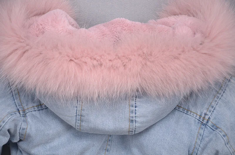 Girls Winter Coats New Children Denim Jacket Plus Velvet Real Fur Warm Toddler Girl Outerwear Coat Baby Winter Girl Parka