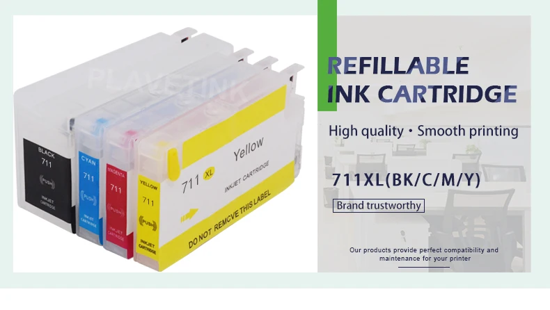 Plavetink 4 цвета для hp 711 XL hp 711 заправка чернильные картриджи для принтера для hp Designjet T120 T520 принтер с чипом Arc