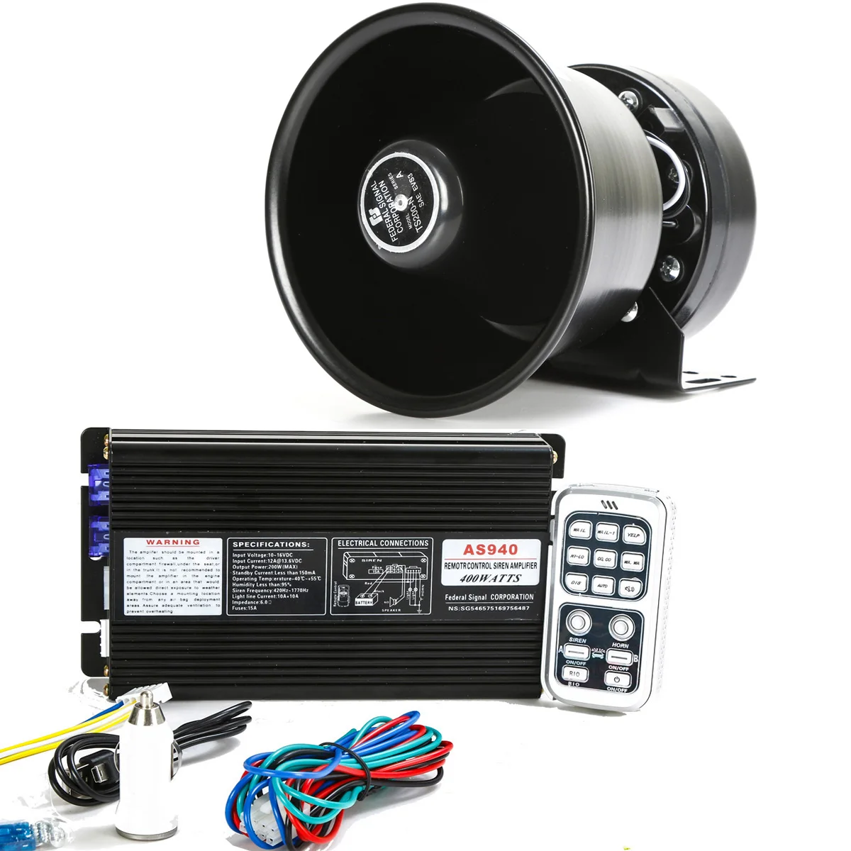 DC 12V 400W 18 Tone Car Police Siren Horn PA Speaker with MIC System   Wireless Remote Control AS940 Car Siren Horn 12V AliExpress