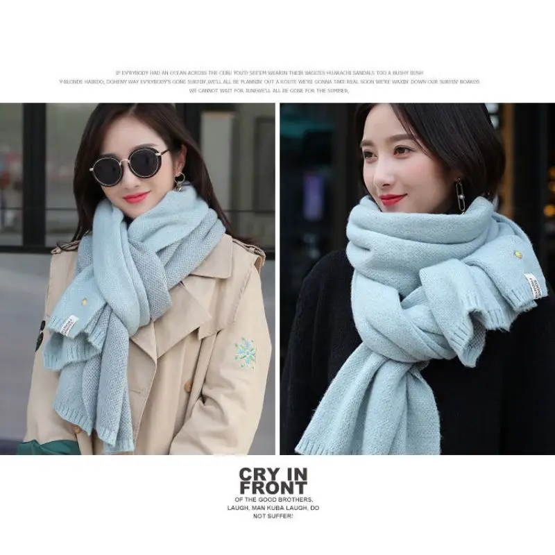 Women Scarf Autumn And Winter Scarf New Solid Color Small Pineapple Thick Warm Scarf Warm Imitation Cashmere Shawl Neck Scarf