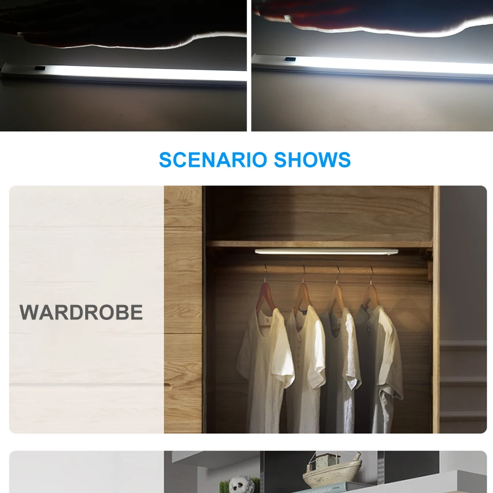 30cm 5V USB Powered Smart LED Kitchen Light Hand Sweep Sensor Lamp High Brightness Backlight for Cabinet Wardrobes Drawer (7)