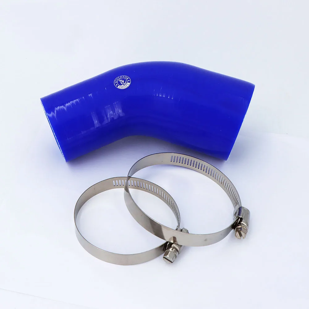45 degrees 51 57 63 70 76 83 89MM Silicone Hose Elbow Rubber Joiner Bend Tube for Intercooler Cold Air Intake Hose + clamp