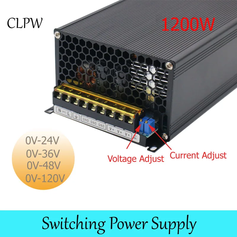 Импульсный источник питания DC 12V 100A 70V 80V 90V 100V 110V 120V 1200W светодиодный регулятор напряжения CCTV/SMPS