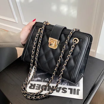

Chain PU Leather Crossbody Bags for Women 2021 Branded Shoulder Simple Hand Bag Lady Trending Luxury Handbags and Purses