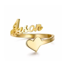 Personalized Love Heart Name Ring Custom Nameplate Ring Letter Anillos Mujer Couple Jewelry Gift Stainless Steel Rings For Women