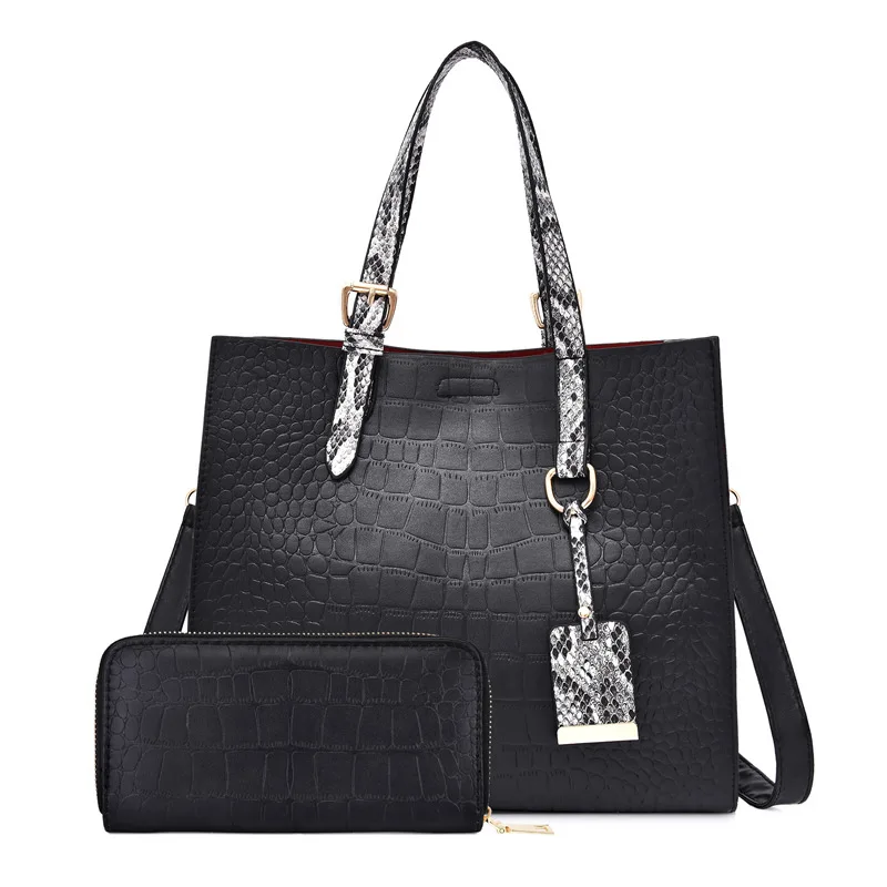 

2019 New Style Large-Volume Europe And America Picture-in-Two-Piece Set Crossover Shoulder Bag/hand Bag Shoulder Crocodile Patte