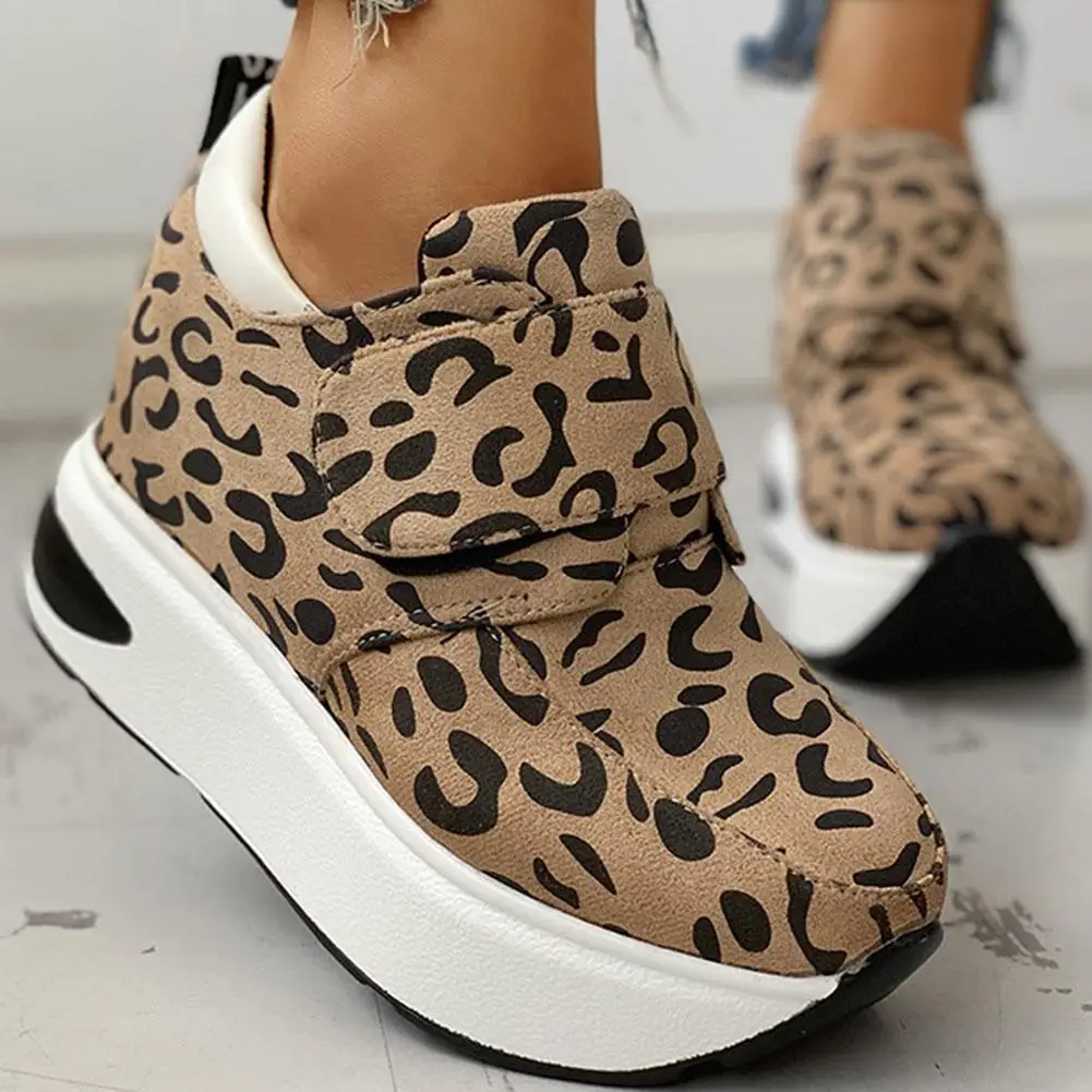 SARAIRIS/Коллекция года; модные весенние туфли с леопардовым принтом; женская повседневная обувь на плоской платформе с застежкой-липучкой для отдыха; женские кроссовки на плоской подошве
