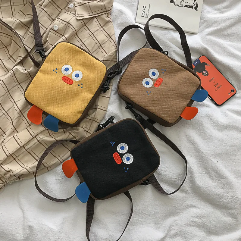 Стиль мультфильм женская сумка на плечо холст мобильный телефон изменить квадратный Слинг Сумка маленькая утка сумка на плечо настраиваемый