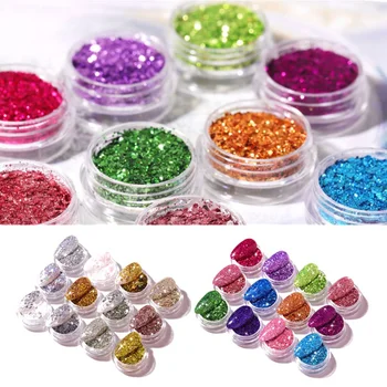 

12PCS Mirror Sparkly Butterfly Nail Sequins Mixed Colors Nail Holographic Glitter 3D Flakes Slices Art Accessories