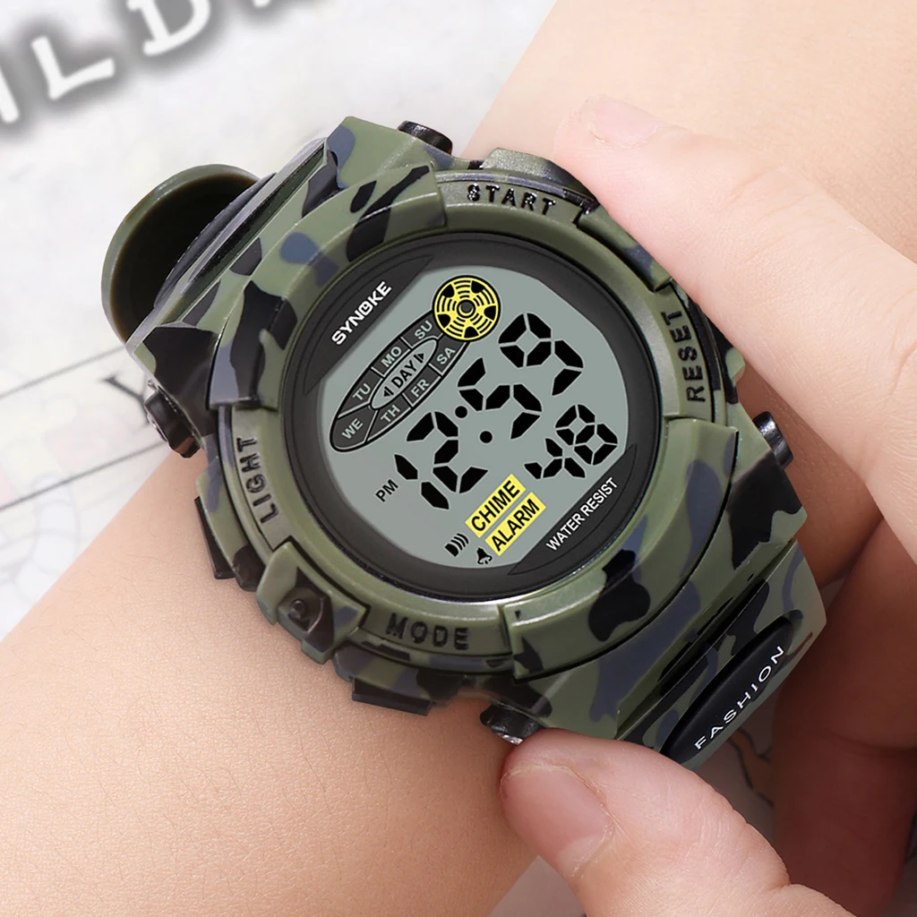 Kids Watch SYNOKE Colorful Waterproof Sports Boys Fashion Relogio LED Lights Military