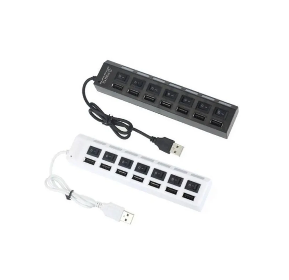 7 портов светодиодный USB 2,0 адаптер концентратор питания вкл/выкл переключатель для ПК ноутбук с системой windows